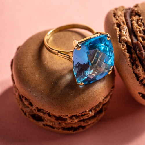 Gold Dolce Vita ring with Swiss Blue topaz - 7