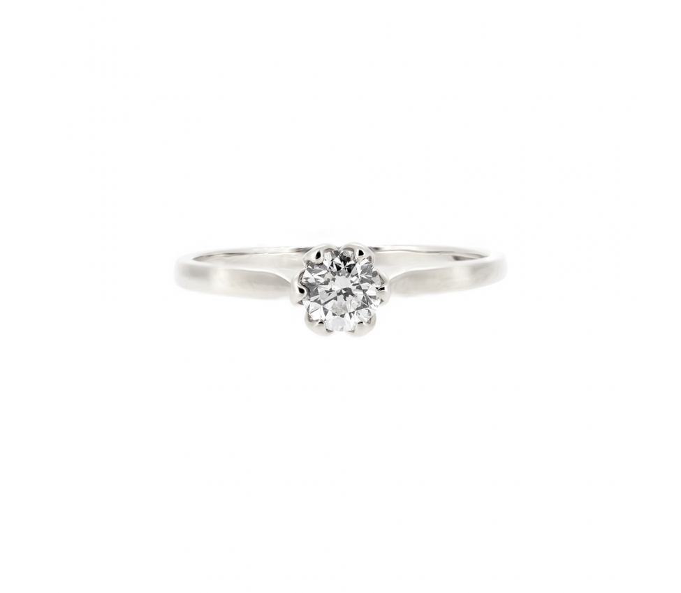 Gold diamond engagement ring with flower setting - 1