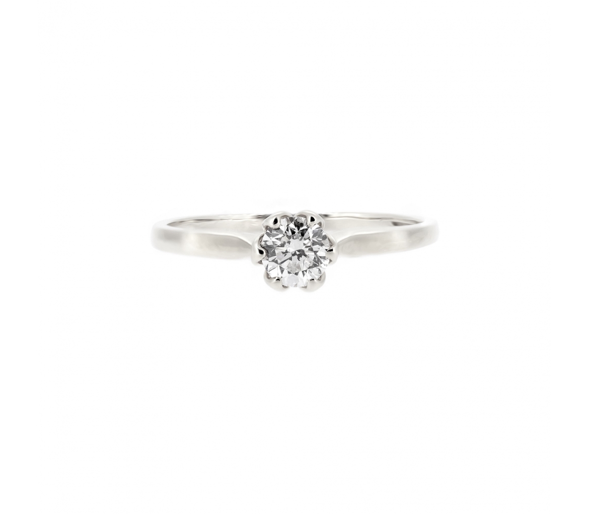 Gold diamond engagement ring with flower setting - 1