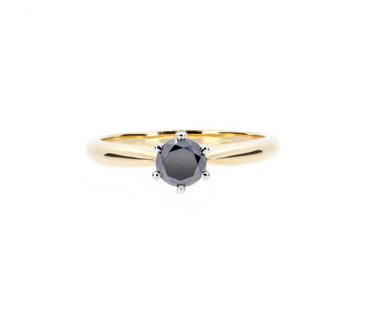 Gold engagement ring with black diamond - 1