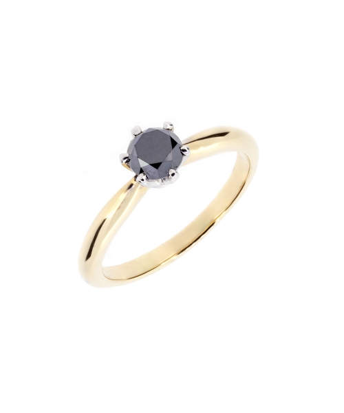 Gold engagement ring with black diamond - 2