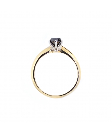 Gold engagement ring with black diamond - 3