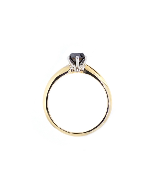 Gold engagement ring with black diamond - 3