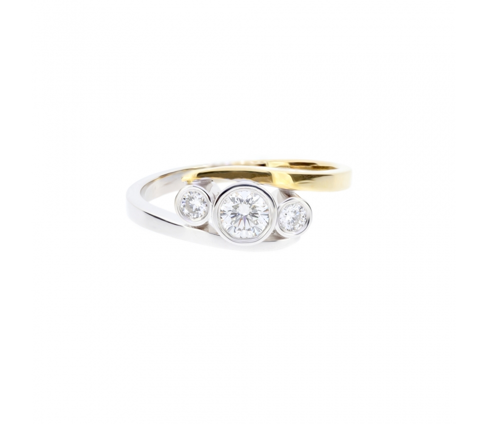 White and yellow gold engagement ring with diamonds - 1