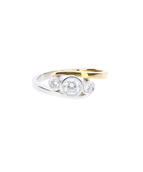 White and yellow gold engagement ring with diamonds - 1