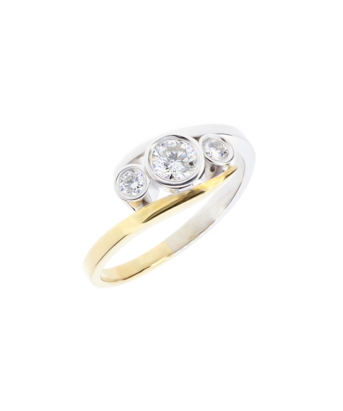 White and yellow gold engagement ring with diamonds - 2