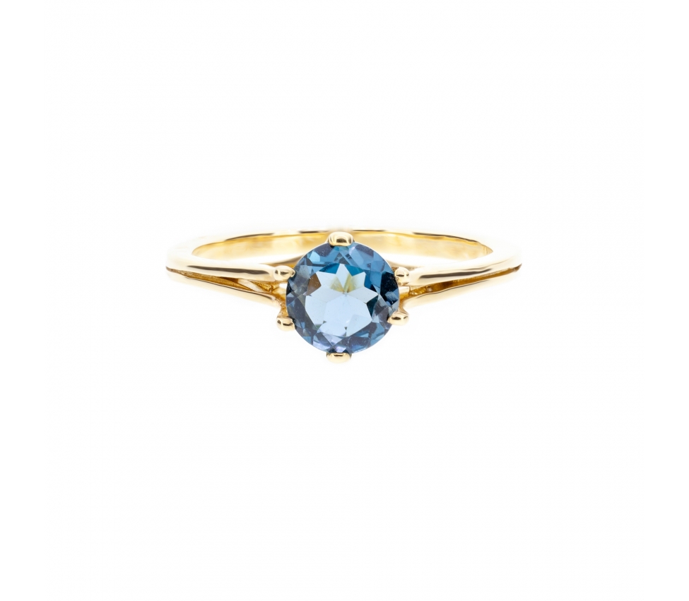 Gold ring with London Blue topaz - 1