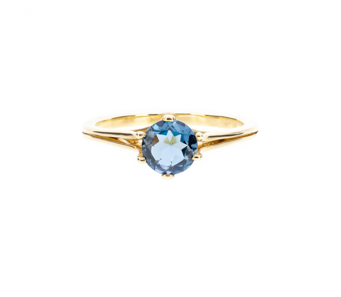 Gold ring with London Blue topaz - 1