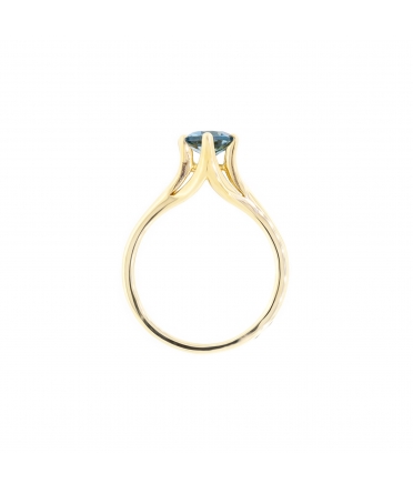 Gold ring with London Blue topaz - 3