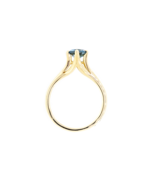 Gold ring with London Blue topaz - 3