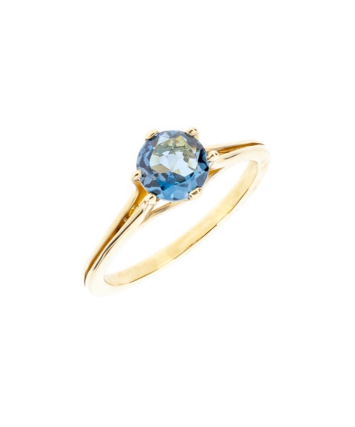 Gold ring with London Blue topaz - 2