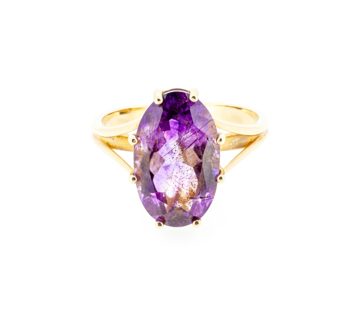 Gold ring with oval Madagascar amethyst - 1