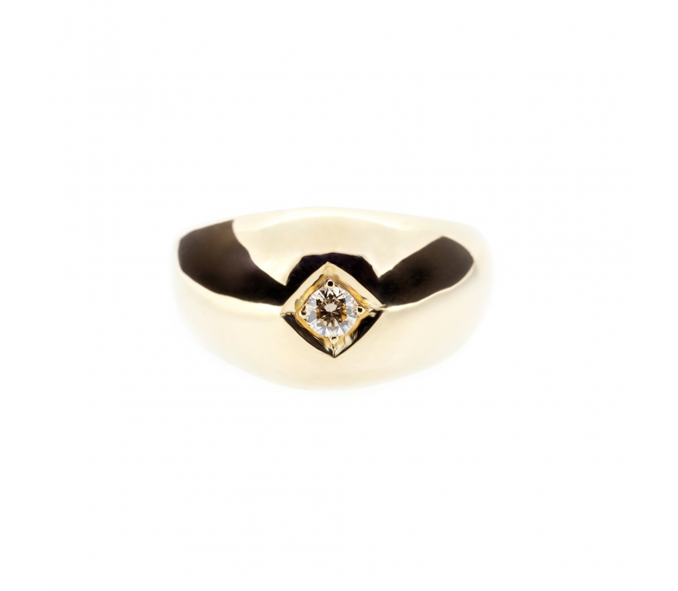 Gold Bubble Ring with brown diamond - 1