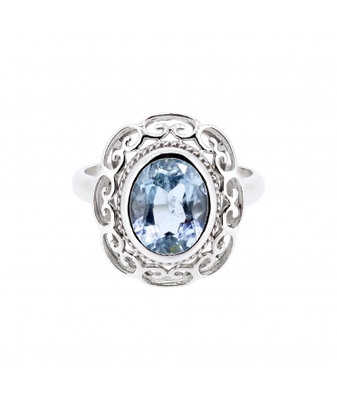 Gold aquamarine retro style ring - 1