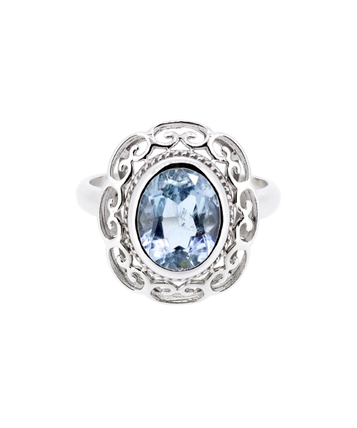 Gold aquamarine retro style ring - 1