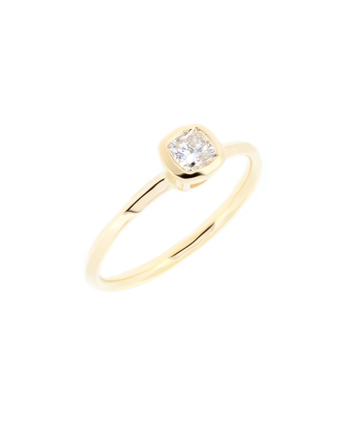 Gold engagement ring with cushion cut diamond - 2