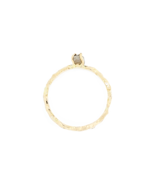 Handcrafted gold ring with rough diamond - 3