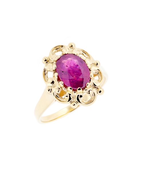 Gold ring in retro style with natural ruby - 2