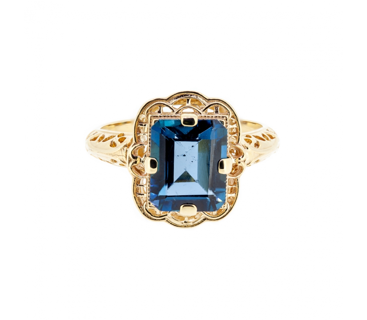 Retro style London Blue topaz ring - 1