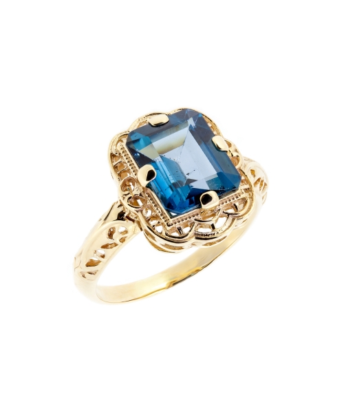 Retro style London Blue topaz ring - 2