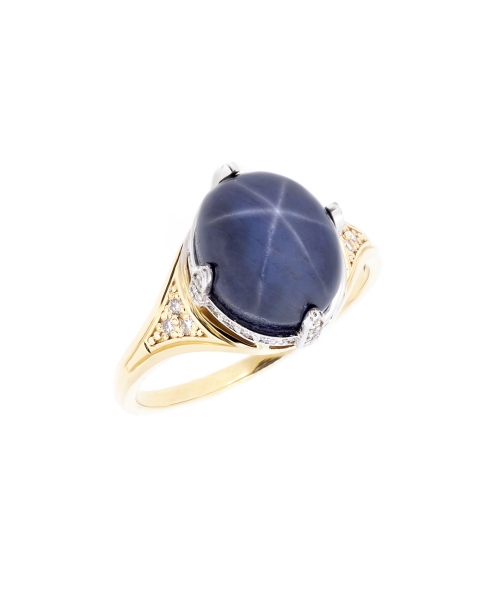 Star sapphire and diamond ring - 3