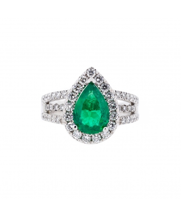 Emerald and diamond ring - 1