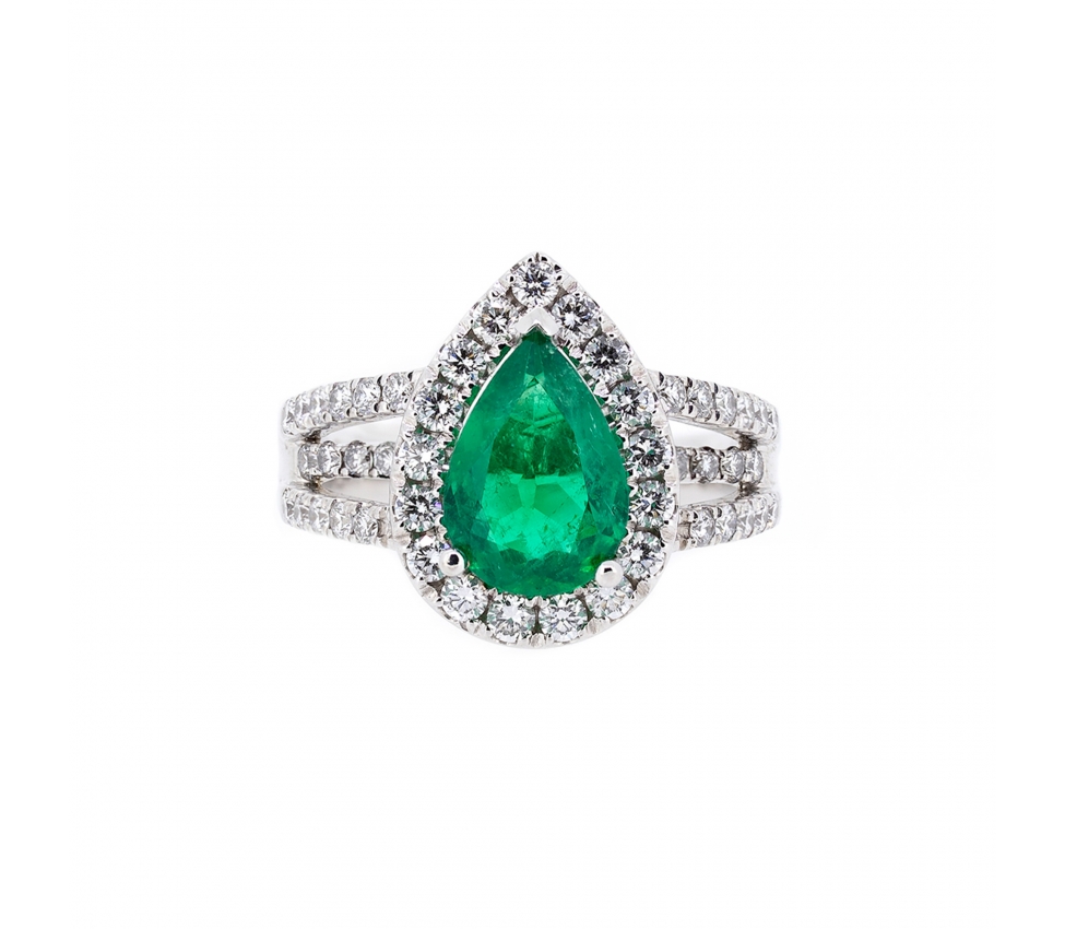 Emerald and diamond ring - 1