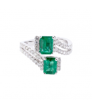 Emerald and diamond ring - 1