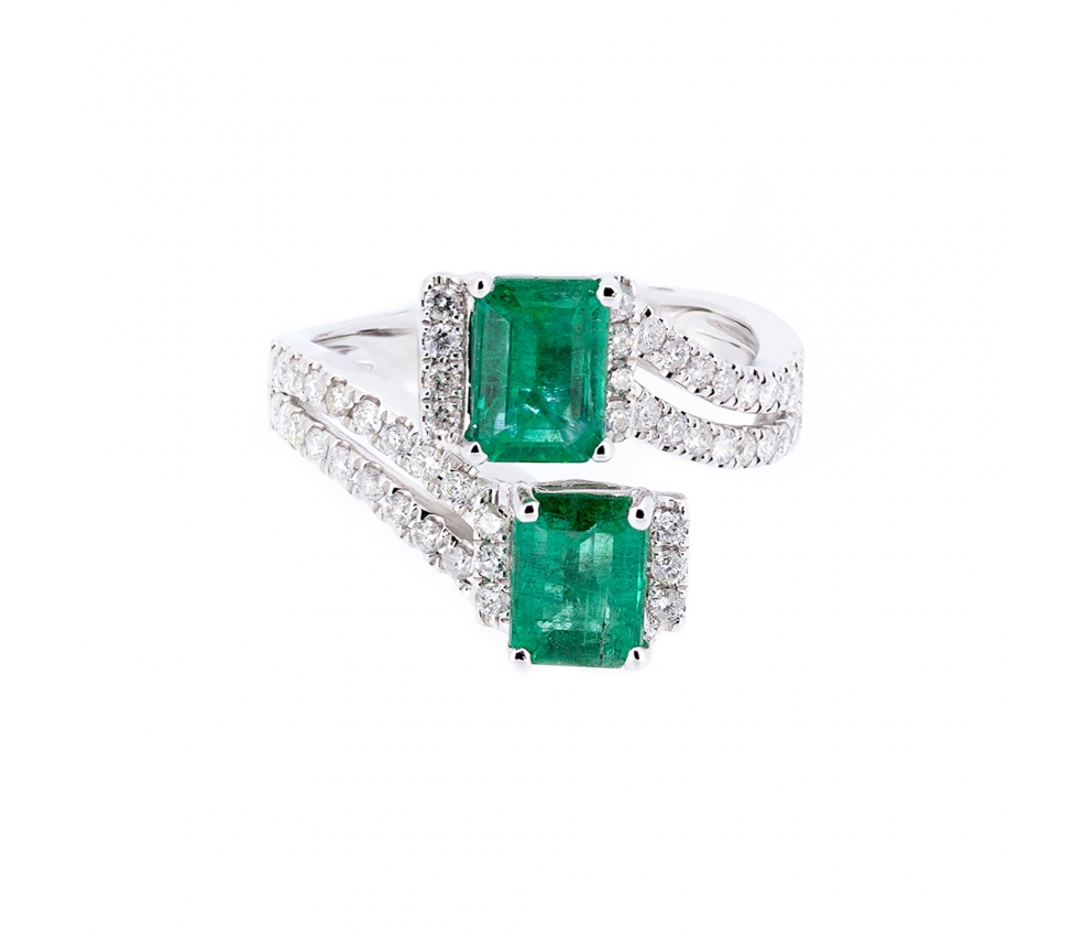 Emerald and diamond ring - 1