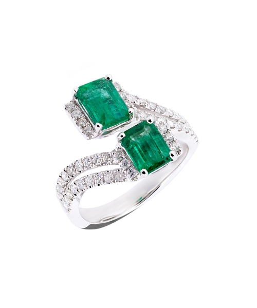 Emerald and diamond ring - 3