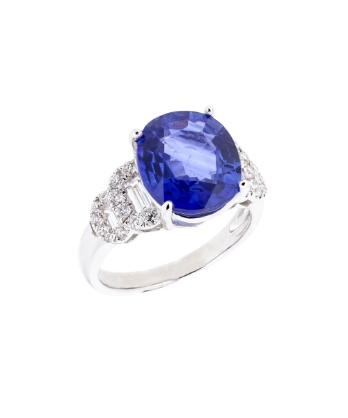 Gold ring with big sapphire nd diamonds - 2