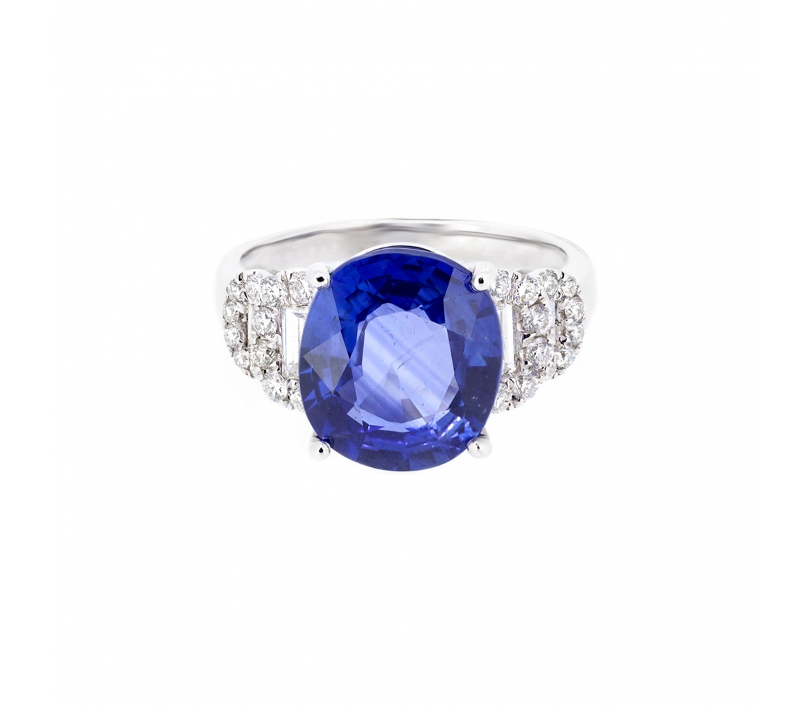 Gold ring with big sapphire nd diamonds - 1