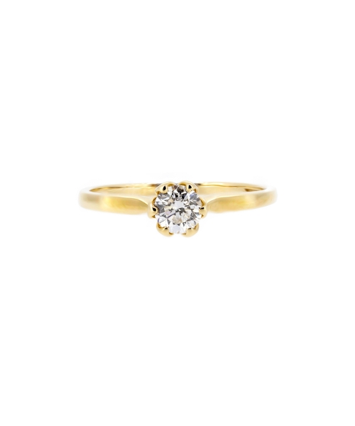 Gold diamond engagement ring with flower setting - 1