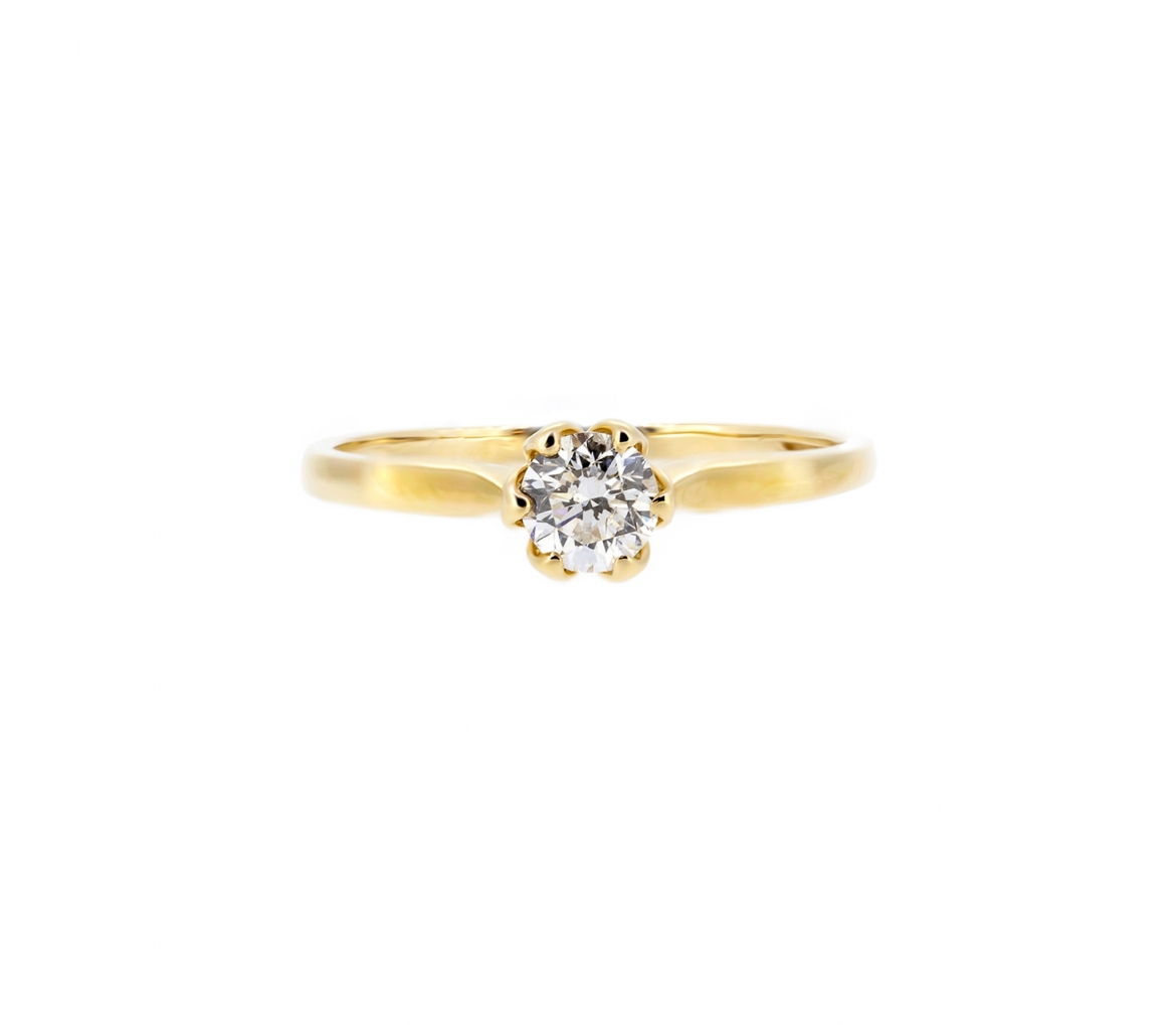 Gold diamond engagement ring with flower setting - 1