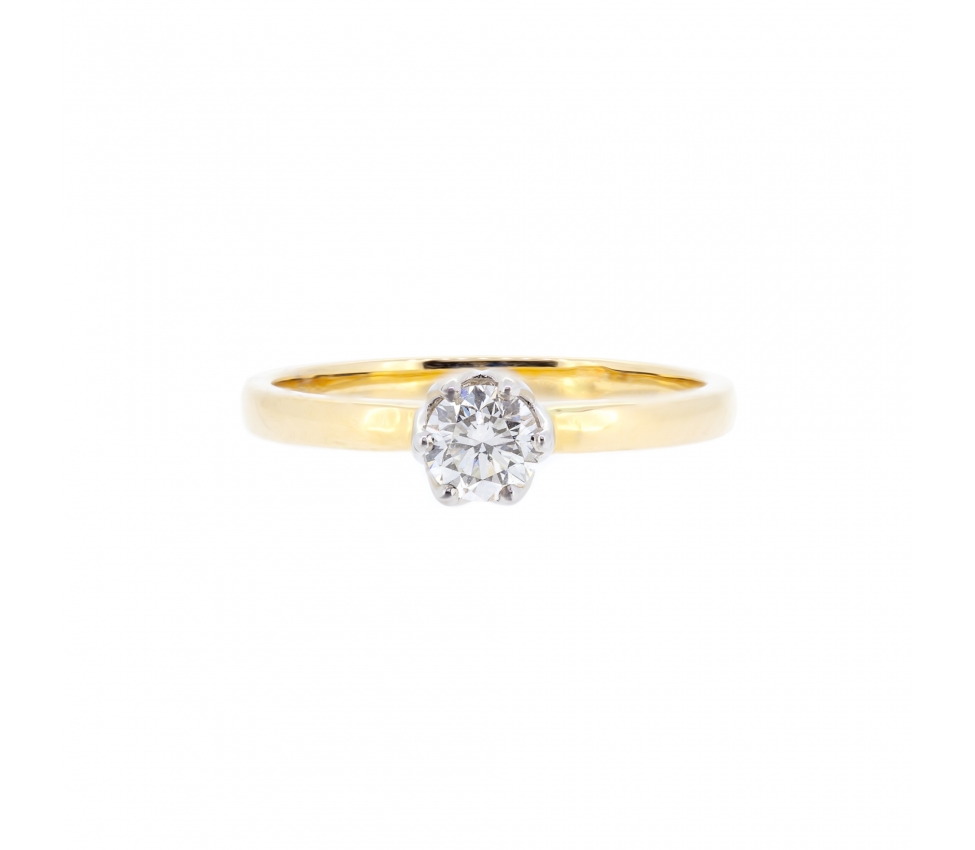 Gold engagement diamond ring - 1