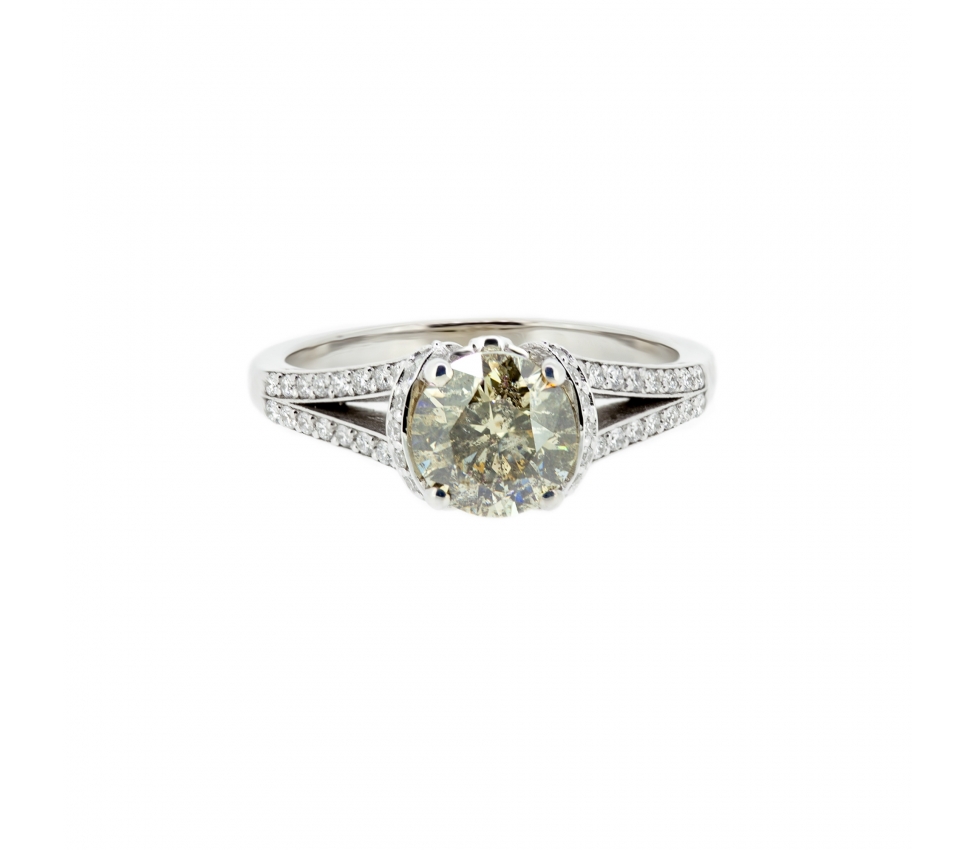 Gold salt and pepper diamond engagement ring - 1