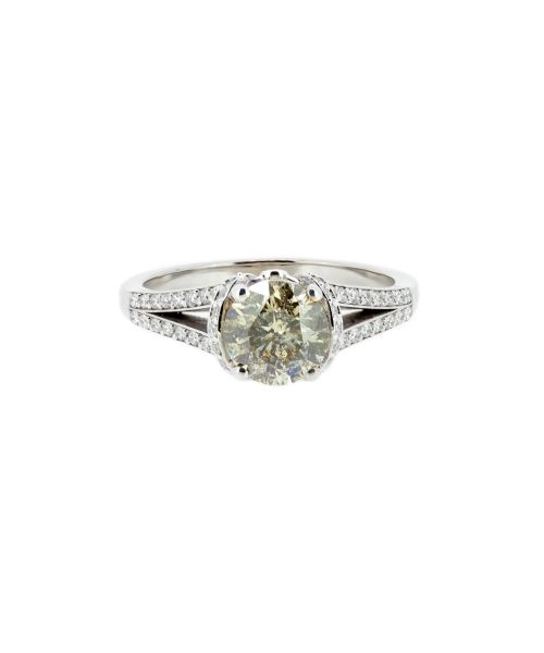 Gold salt and pepper diamond engagement ring - 1