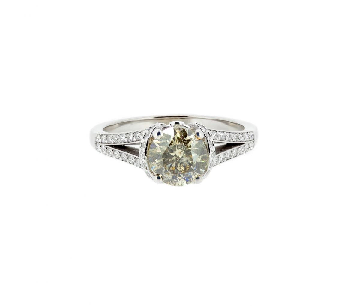 Gold salt and pepper diamond engagement ring - 1