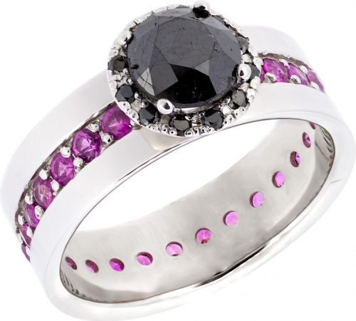 Black diamond and ruby ring - 2