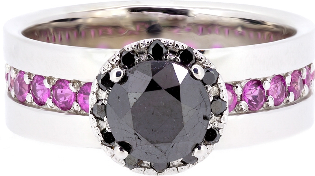 Black diamond and ruby ring - 1