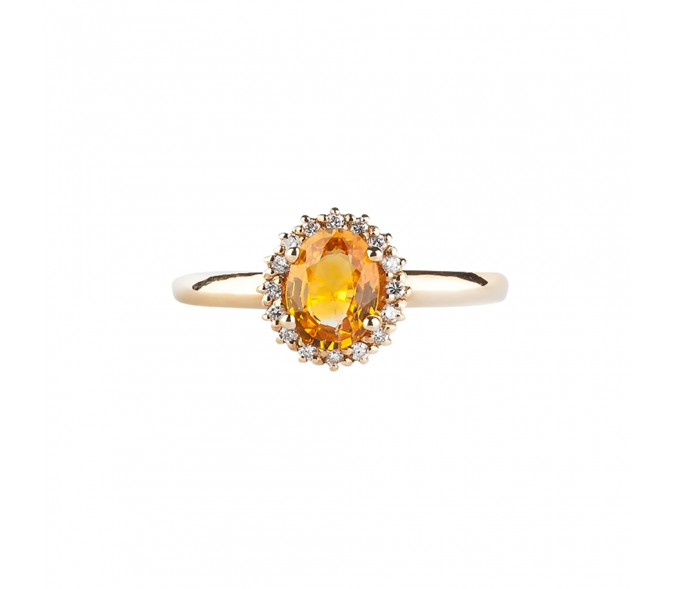 Yellow sapphire and diamond ring - 1