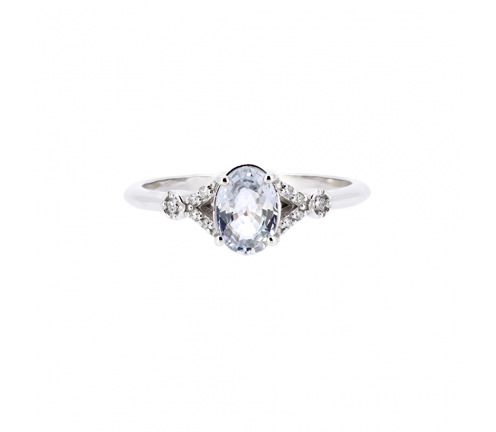 White sapphire and diamond ring - 1