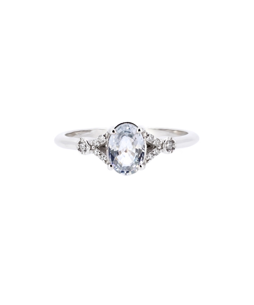 White sapphire and diamond ring - 1