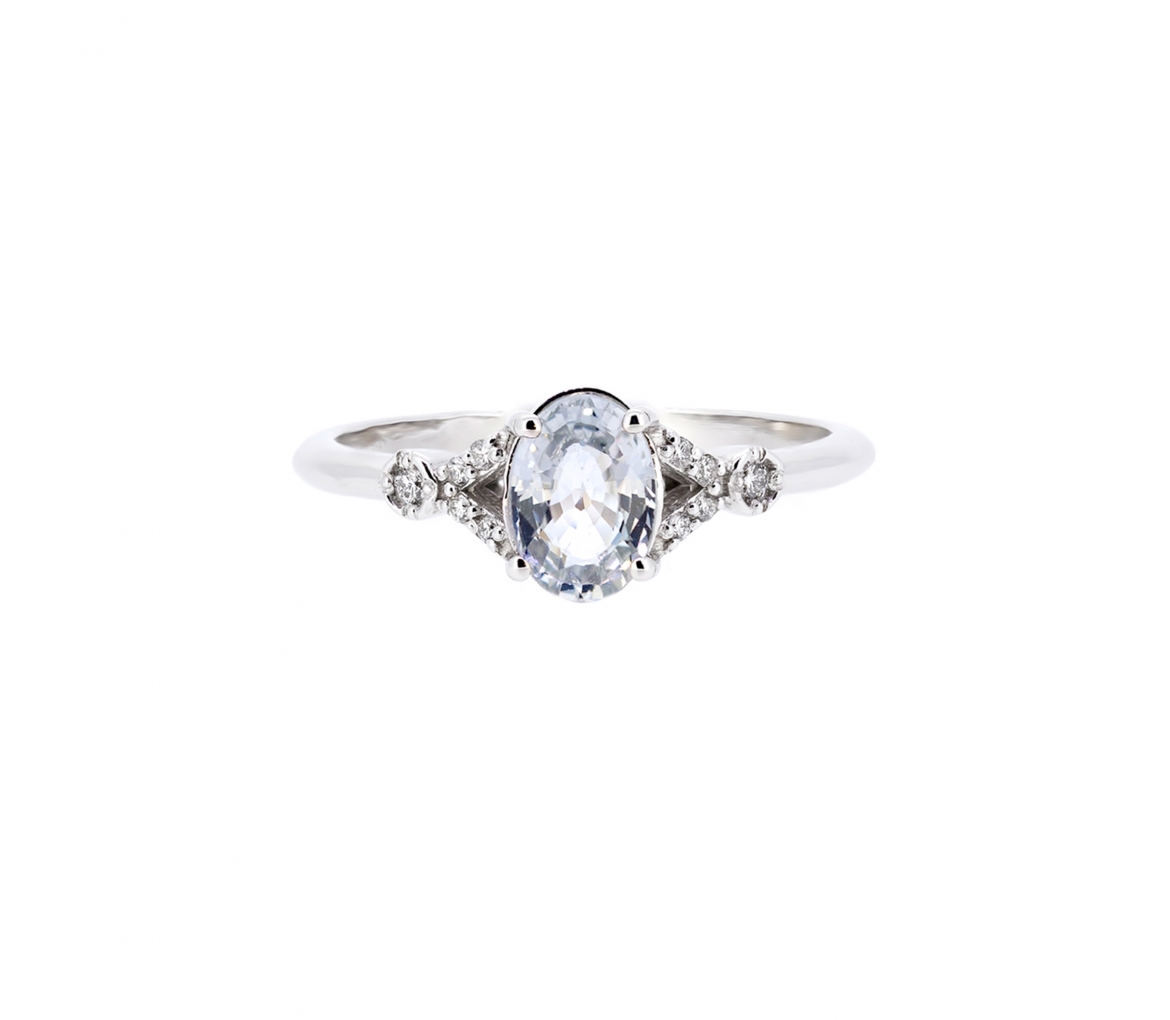 White sapphire and diamond ring - 1