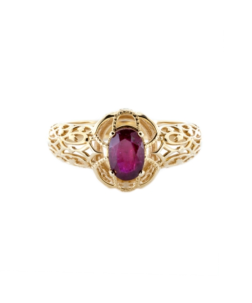 Gold retro style ruby ring - 1