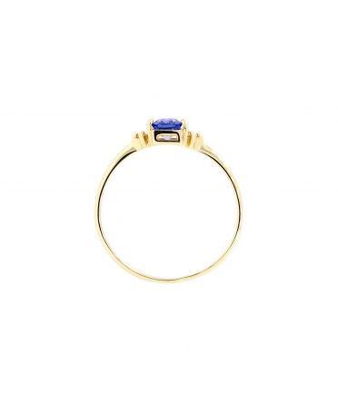 Gold engagement ring with sapphire and diamonds - 3