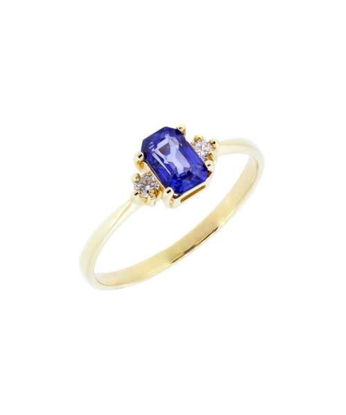 Gold engagement ring with sapphire and diamonds - 2