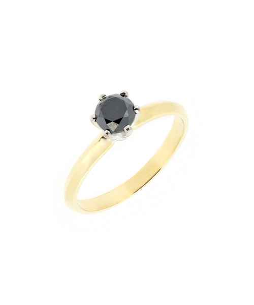 Gold engagement ring with 0,83 ct black diamond - 2