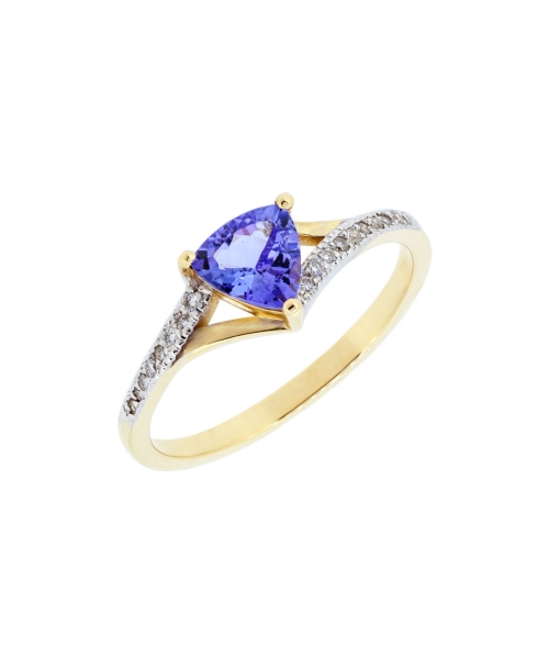 Gold tanzanite and damond ring - 1