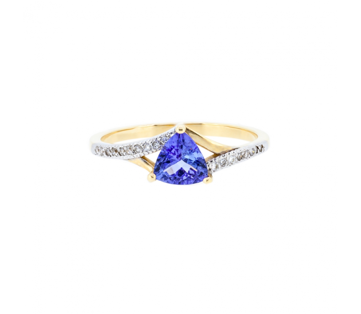 Gold tanzanite and damond ring - 2